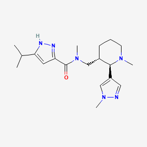 molecular formula C19H30N6O B6888119 N-methyl-N-[[(2R,3S)-1-methyl-2-(1-methylpyrazol-4-yl)piperidin-3-yl]methyl]-5-propan-2-yl-1H-pyrazole-3-carboxamide 