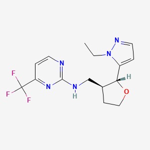 molecular formula C15H18F3N5O B6888290 N-[[(2R,3S)-2-(2-ethylpyrazol-3-yl)oxolan-3-yl]methyl]-4-(trifluoromethyl)pyrimidin-2-amine 