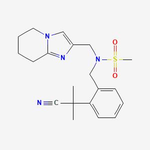 molecular formula C20H26N4O2S B6888302 N-[[2-(2-cyanopropan-2-yl)phenyl]methyl]-N-(5,6,7,8-tetrahydroimidazo[1,2-a]pyridin-2-ylmethyl)methanesulfonamide 