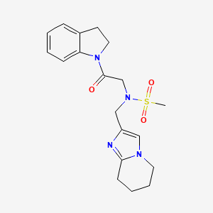 molecular formula C19H24N4O3S B6888310 N-[2-(2,3-dihydroindol-1-yl)-2-oxoethyl]-N-(5,6,7,8-tetrahydroimidazo[1,2-a]pyridin-2-ylmethyl)methanesulfonamide 