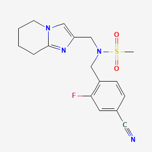 molecular formula C17H19FN4O2S B6888328 N-[(4-cyano-2-fluorophenyl)methyl]-N-(5,6,7,8-tetrahydroimidazo[1,2-a]pyridin-2-ylmethyl)methanesulfonamide 