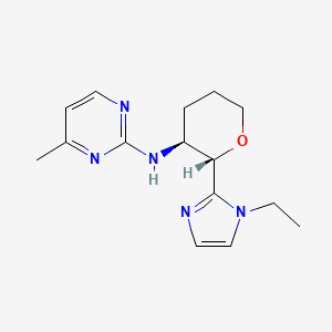 molecular formula C15H21N5O B6888342 N-[(2S,3S)-2-(1-ethylimidazol-2-yl)oxan-3-yl]-4-methylpyrimidin-2-amine 