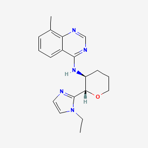 molecular formula C19H23N5O B6888360 N-[(2S,3S)-2-(1-ethylimidazol-2-yl)oxan-3-yl]-8-methylquinazolin-4-amine 