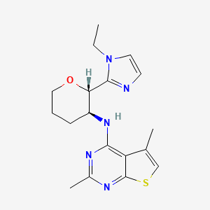 molecular formula C18H23N5OS B6888366 N-[(2S,3S)-2-(1-ethylimidazol-2-yl)oxan-3-yl]-2,5-dimethylthieno[2,3-d]pyrimidin-4-amine 