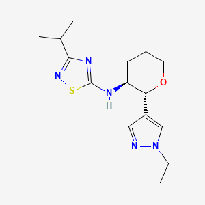 molecular formula C15H23N5OS B6888367 N-[(2R,3S)-2-(1-ethylpyrazol-4-yl)oxan-3-yl]-3-propan-2-yl-1,2,4-thiadiazol-5-amine 