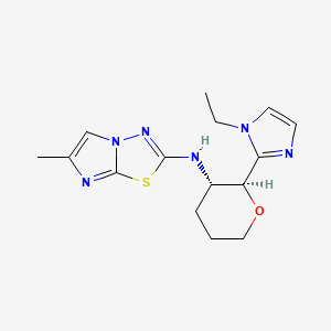 molecular formula C15H20N6OS B6888405 N-[(2S,3S)-2-(1-ethylimidazol-2-yl)oxan-3-yl]-6-methylimidazo[2,1-b][1,3,4]thiadiazol-2-amine 