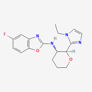 molecular formula C17H19FN4O2 B6888440 N-[(2S,3S)-2-(1-ethylimidazol-2-yl)oxan-3-yl]-5-fluoro-1,3-benzoxazol-2-amine 
