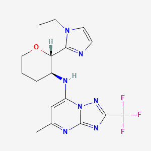 molecular formula C17H20F3N7O B6888513 N-[(2S,3S)-2-(1-ethylimidazol-2-yl)oxan-3-yl]-5-methyl-2-(trifluoromethyl)-[1,2,4]triazolo[1,5-a]pyrimidin-7-amine 