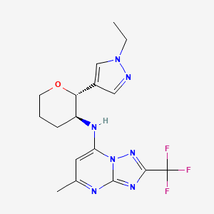 molecular formula C17H20F3N7O B6888538 N-[(2R,3S)-2-(1-ethylpyrazol-4-yl)oxan-3-yl]-5-methyl-2-(trifluoromethyl)-[1,2,4]triazolo[1,5-a]pyrimidin-7-amine 