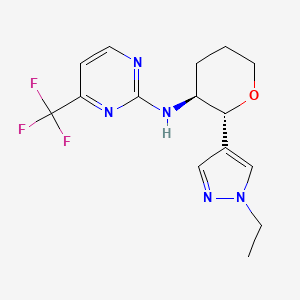 molecular formula C15H18F3N5O B6888600 N-[(2R,3S)-2-(1-ethylpyrazol-4-yl)oxan-3-yl]-4-(trifluoromethyl)pyrimidin-2-amine 