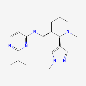 molecular formula C19H30N6 B6888628 N-methyl-N-[[(2R,3S)-1-methyl-2-(1-methylpyrazol-4-yl)piperidin-3-yl]methyl]-2-propan-2-ylpyrimidin-4-amine 