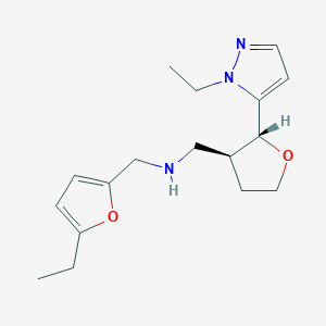 molecular formula C17H25N3O2 B6888686 N-[(5-ethylfuran-2-yl)methyl]-1-[(2R,3S)-2-(2-ethylpyrazol-3-yl)oxolan-3-yl]methanamine 