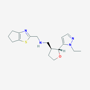 molecular formula C17H24N4OS B6888727 N-(5,6-dihydro-4H-cyclopenta[d][1,3]thiazol-2-ylmethyl)-1-[(2R,3S)-2-(2-ethylpyrazol-3-yl)oxolan-3-yl]methanamine 