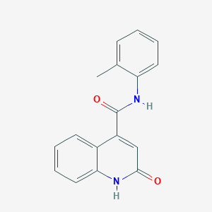 molecular formula C17H14N2O2 B068888 4-Quinolinecarboxamide, 1,2-dihydro-N-(2-methylphenyl)-2-oxo- CAS No. 171204-22-1