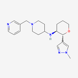 molecular formula C20H29N5O B6889057 N-[(2R,3S)-2-(1-methylpyrazol-4-yl)oxan-3-yl]-1-(pyridin-3-ylmethyl)piperidin-4-amine 