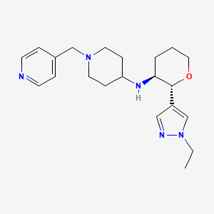 molecular formula C21H31N5O B6889099 N-[(2R,3S)-2-(1-ethylpyrazol-4-yl)oxan-3-yl]-1-(pyridin-4-ylmethyl)piperidin-4-amine 