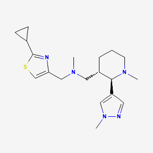 molecular formula C19H29N5S B6889434 N-[(2-cyclopropyl-1,3-thiazol-4-yl)methyl]-N-methyl-1-[(2R,3S)-1-methyl-2-(1-methylpyrazol-4-yl)piperidin-3-yl]methanamine 