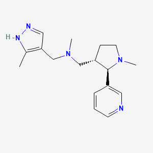 molecular formula C17H25N5 B6889461 N-methyl-N-[(5-methyl-1H-pyrazol-4-yl)methyl]-1-[(2R,3S)-1-methyl-2-pyridin-3-ylpyrrolidin-3-yl]methanamine 