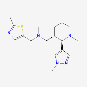 molecular formula C17H27N5S B6889489 N-methyl-1-[(2R,3S)-1-methyl-2-(1-methylpyrazol-4-yl)piperidin-3-yl]-N-[(2-methyl-1,3-thiazol-5-yl)methyl]methanamine 