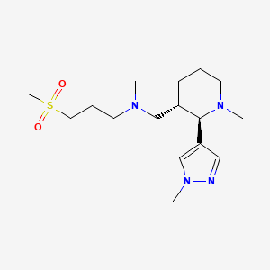 molecular formula C16H30N4O2S B6889693 N-methyl-N-[[(2R,3S)-1-methyl-2-(1-methylpyrazol-4-yl)piperidin-3-yl]methyl]-3-methylsulfonylpropan-1-amine 