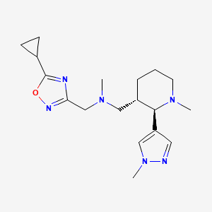 molecular formula C18H28N6O B6889717 N-[(5-cyclopropyl-1,2,4-oxadiazol-3-yl)methyl]-N-methyl-1-[(2R,3S)-1-methyl-2-(1-methylpyrazol-4-yl)piperidin-3-yl]methanamine 
