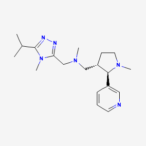molecular formula C19H30N6 B6889725 N-methyl-N-[(4-methyl-5-propan-2-yl-1,2,4-triazol-3-yl)methyl]-1-[(2R,3S)-1-methyl-2-pyridin-3-ylpyrrolidin-3-yl]methanamine 