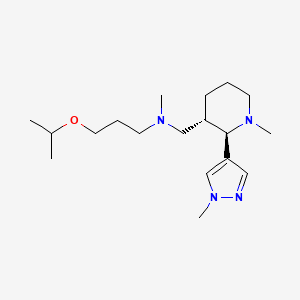 molecular formula C18H34N4O B6889740 N-methyl-N-[[(2R,3S)-1-methyl-2-(1-methylpyrazol-4-yl)piperidin-3-yl]methyl]-3-propan-2-yloxypropan-1-amine 