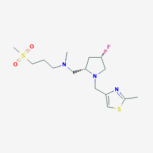 molecular formula C15H26FN3O2S2 B6890127 N-[[(2S,4S)-4-fluoro-1-[(2-methyl-1,3-thiazol-4-yl)methyl]pyrrolidin-2-yl]methyl]-N-methyl-3-methylsulfonylpropan-1-amine 