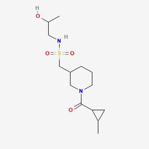 molecular formula C14H26N2O4S B6890317 N-(2-hydroxypropyl)-1-[1-(2-methylcyclopropanecarbonyl)piperidin-3-yl]methanesulfonamide 