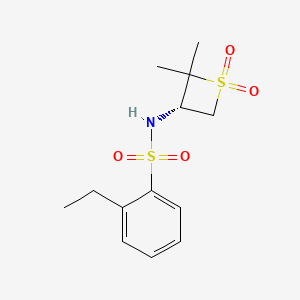 molecular formula C13H19NO4S2 B6890347 N-[(3S)-2,2-dimethyl-1,1-dioxothietan-3-yl]-2-ethylbenzenesulfonamide 