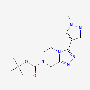 molecular formula C14H20N6O2 B6890490 tert-butyl 3-(1-methylpyrazol-4-yl)-6,8-dihydro-5H-[1,2,4]triazolo[4,3-a]pyrazine-7-carboxylate 