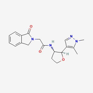 molecular formula C19H22N4O3 B6890544 N-[(2R,3S)-2-(1,5-dimethylpyrazol-4-yl)oxolan-3-yl]-2-(3-oxo-1H-isoindol-2-yl)acetamide 