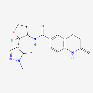 molecular formula C19H22N4O3 B6890565 N-[(2R,3S)-2-(1,5-dimethylpyrazol-4-yl)oxolan-3-yl]-2-oxo-3,4-dihydro-1H-quinoline-6-carboxamide 