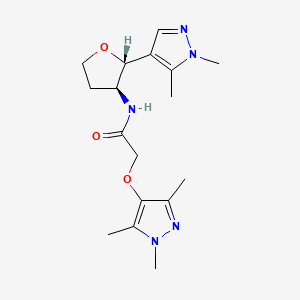 molecular formula C17H25N5O3 B6890572 N-[(2R,3S)-2-(1,5-dimethylpyrazol-4-yl)oxolan-3-yl]-2-(1,3,5-trimethylpyrazol-4-yl)oxyacetamide 