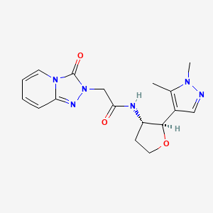 molecular formula C17H20N6O3 B6890576 N-[(2R,3S)-2-(1,5-dimethylpyrazol-4-yl)oxolan-3-yl]-2-(3-oxo-[1,2,4]triazolo[4,3-a]pyridin-2-yl)acetamide 