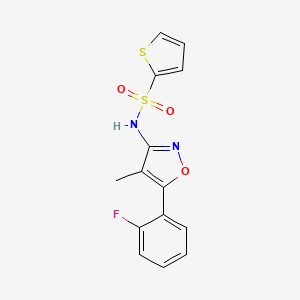 molecular formula C14H11FN2O3S2 B6890718 N-[5-(2-fluorophenyl)-4-methyl-1,2-oxazol-3-yl]thiophene-2-sulfonamide 