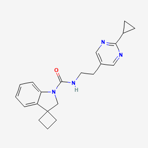 molecular formula C21H24N4O B6890793 N-[2-(2-cyclopropylpyrimidin-5-yl)ethyl]spiro[2H-indole-3,1'-cyclobutane]-1-carboxamide 