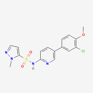 molecular formula C16H15ClN4O3S B6890827 N-[5-(3-chloro-4-methoxyphenyl)pyridin-2-yl]-2-methylpyrazole-3-sulfonamide 