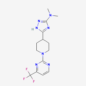 molecular formula C14H18F3N7 B6890877 N,N-dimethyl-5-[1-[4-(trifluoromethyl)pyrimidin-2-yl]piperidin-4-yl]-1H-1,2,4-triazol-3-amine 