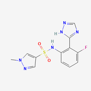 molecular formula C12H11FN6O2S B6890901 N-[3-fluoro-2-(1H-1,2,4-triazol-5-yl)phenyl]-1-methylpyrazole-4-sulfonamide 