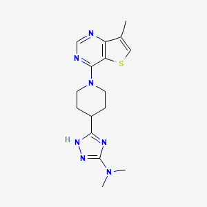 molecular formula C16H21N7S B6890938 N,N-dimethyl-5-[1-(7-methylthieno[3,2-d]pyrimidin-4-yl)piperidin-4-yl]-1H-1,2,4-triazol-3-amine 