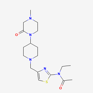 molecular formula C18H29N5O2S B6890986 N-ethyl-N-[4-[[4-(4-methyl-2-oxopiperazin-1-yl)piperidin-1-yl]methyl]-1,3-thiazol-2-yl]acetamide 