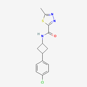 molecular formula C14H14ClN3OS B6891243 N-[3-(4-chlorophenyl)cyclobutyl]-5-methyl-1,3,4-thiadiazole-2-carboxamide 
