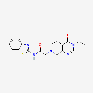 molecular formula C18H19N5O2S B6891262 N-(1,3-benzothiazol-2-yl)-2-(3-ethyl-4-oxo-6,8-dihydro-5H-pyrido[3,4-d]pyrimidin-7-yl)acetamide 