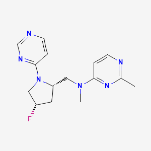 molecular formula C15H19FN6 B6891267 N-[[(2S,4S)-4-fluoro-1-pyrimidin-4-ylpyrrolidin-2-yl]methyl]-N,2-dimethylpyrimidin-4-amine 