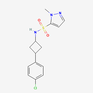 molecular formula C14H16ClN3O2S B6891273 N-[3-(4-chlorophenyl)cyclobutyl]-2-methylpyrazole-3-sulfonamide 