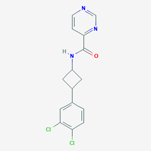 molecular formula C15H13Cl2N3O B6891281 N-[3-(3,4-dichlorophenyl)cyclobutyl]pyrimidine-4-carboxamide 