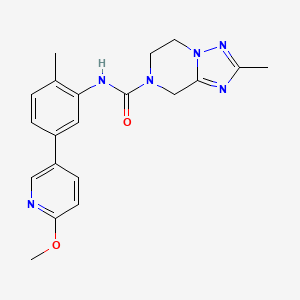 molecular formula C20H22N6O2 B6891306 N-[5-(6-methoxypyridin-3-yl)-2-methylphenyl]-2-methyl-6,8-dihydro-5H-[1,2,4]triazolo[1,5-a]pyrazine-7-carboxamide 