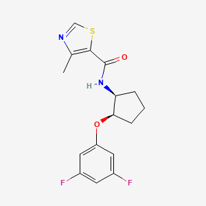 molecular formula C16H16F2N2O2S B6891339 N-[(1S,2R)-2-(3,5-difluorophenoxy)cyclopentyl]-4-methyl-1,3-thiazole-5-carboxamide 