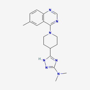 molecular formula C18H23N7 B6891346 N,N-dimethyl-5-[1-(6-methylquinazolin-4-yl)piperidin-4-yl]-1H-1,2,4-triazol-3-amine 